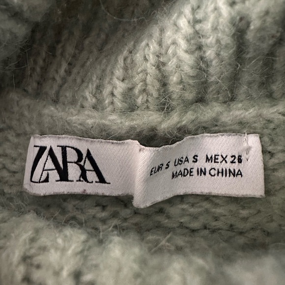 Zara seafoam green poly/wool/alpaca blend turtleneck sweater size Small - Picture 10 of 11